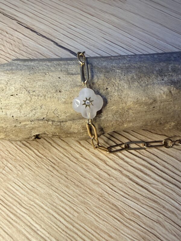 Bracelet quartz rose et zirconium