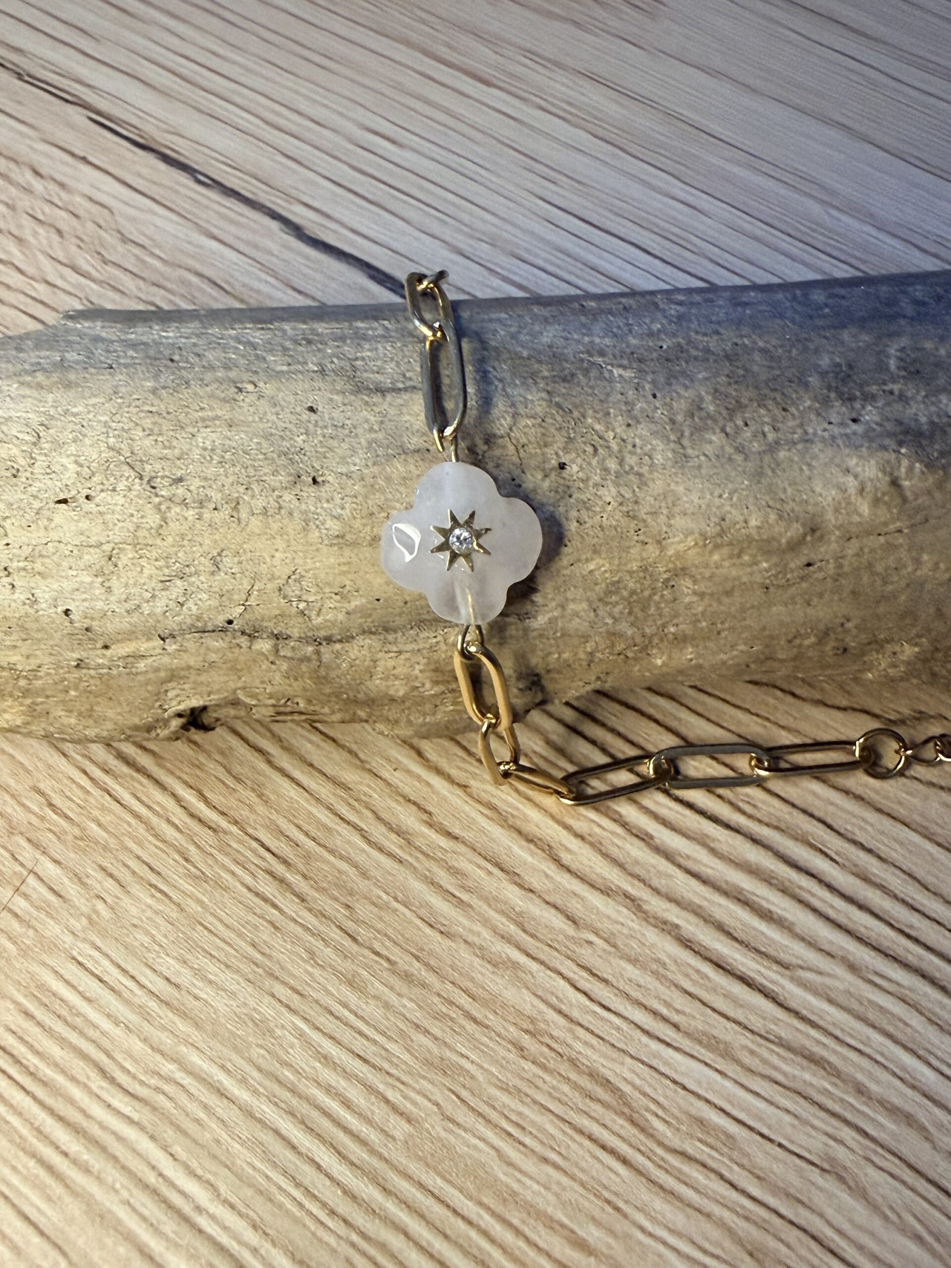 Bracelet quartz rose et zirconium