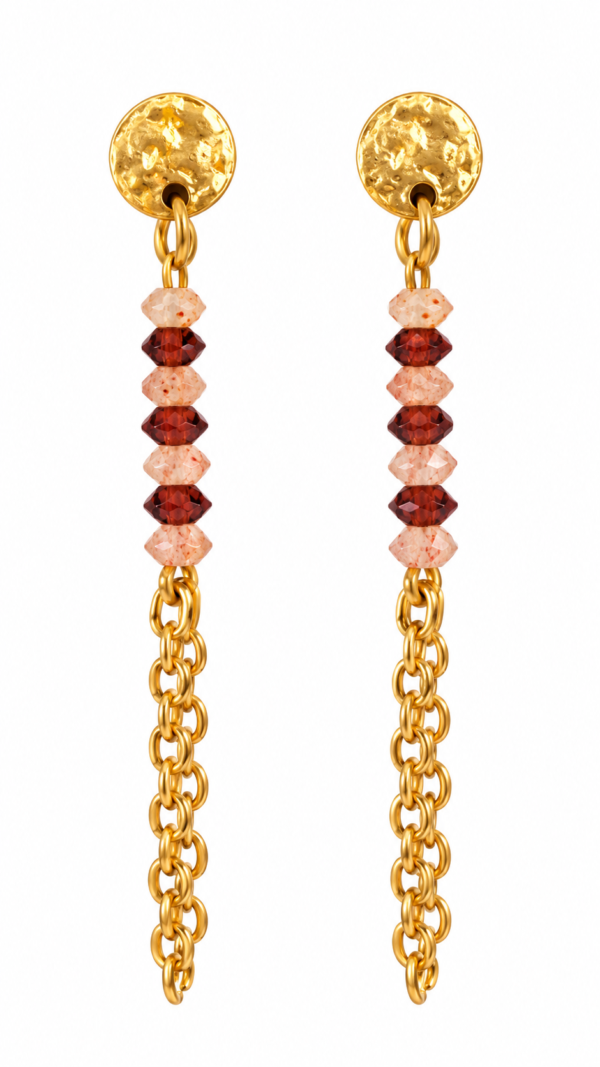 Boucles d’oreilles Lisa grenat pierre de soleil D