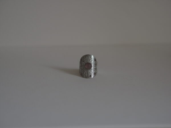 Bague ethnique réglable quartz rose