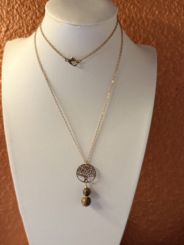 Collier sautoir jaspe unakite
