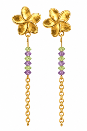 Modèle Lisa améthyste péridot D Boucles d’oreilles Fleur améthyste péridot D