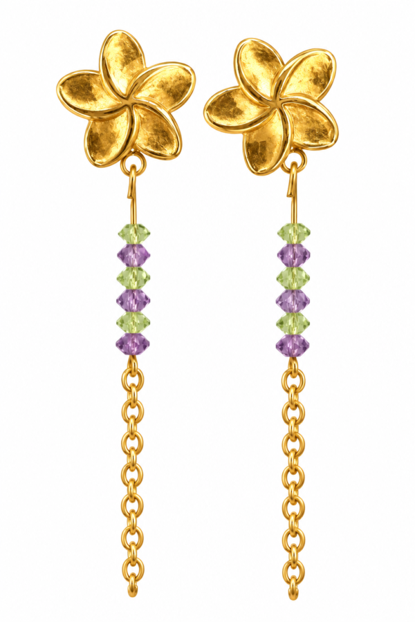 Boucles d’oreilles Fleur améthyste péridot D