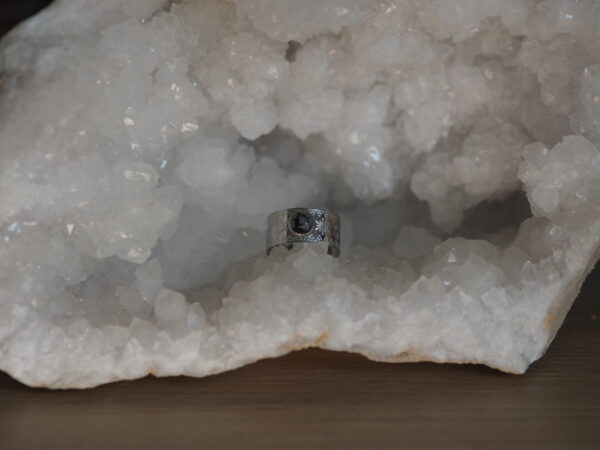 Bague ethnique réglable obsidienne mouchetée