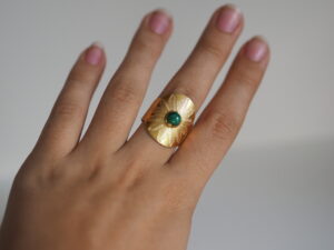 bague ethnique réglable malachite