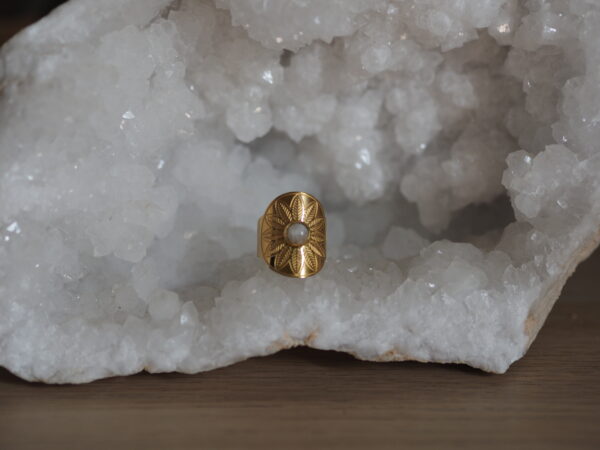 Bague ethnique réglable pierre de lune