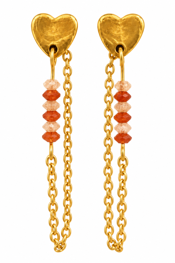 Boucles d’oreilles Lisa cornaline pierre de soleil D