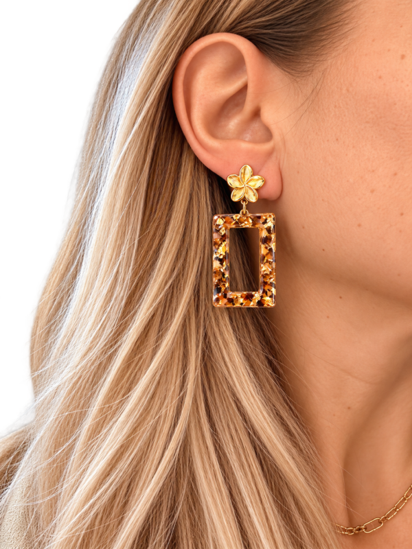 Boucles d’oreilles Canelle œil de tigre rectangulaire